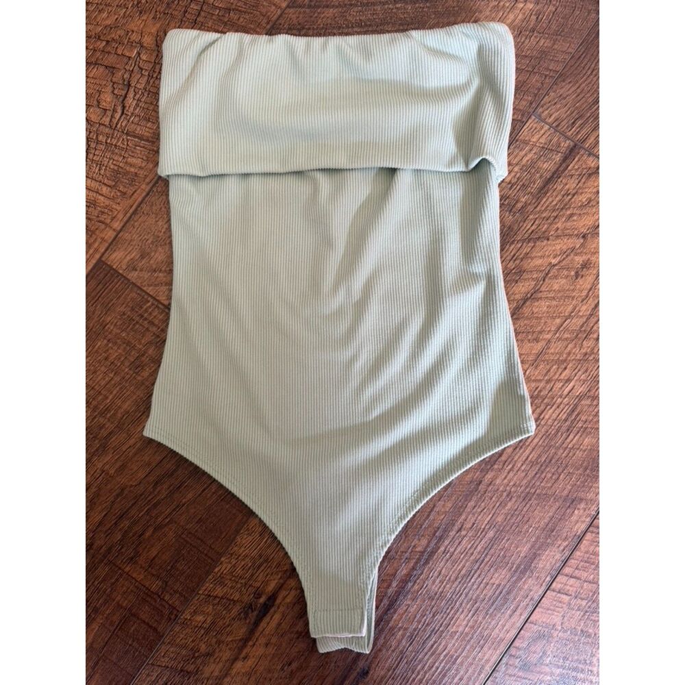 Live in the Moment Sage Green Strapless Bodysuit
